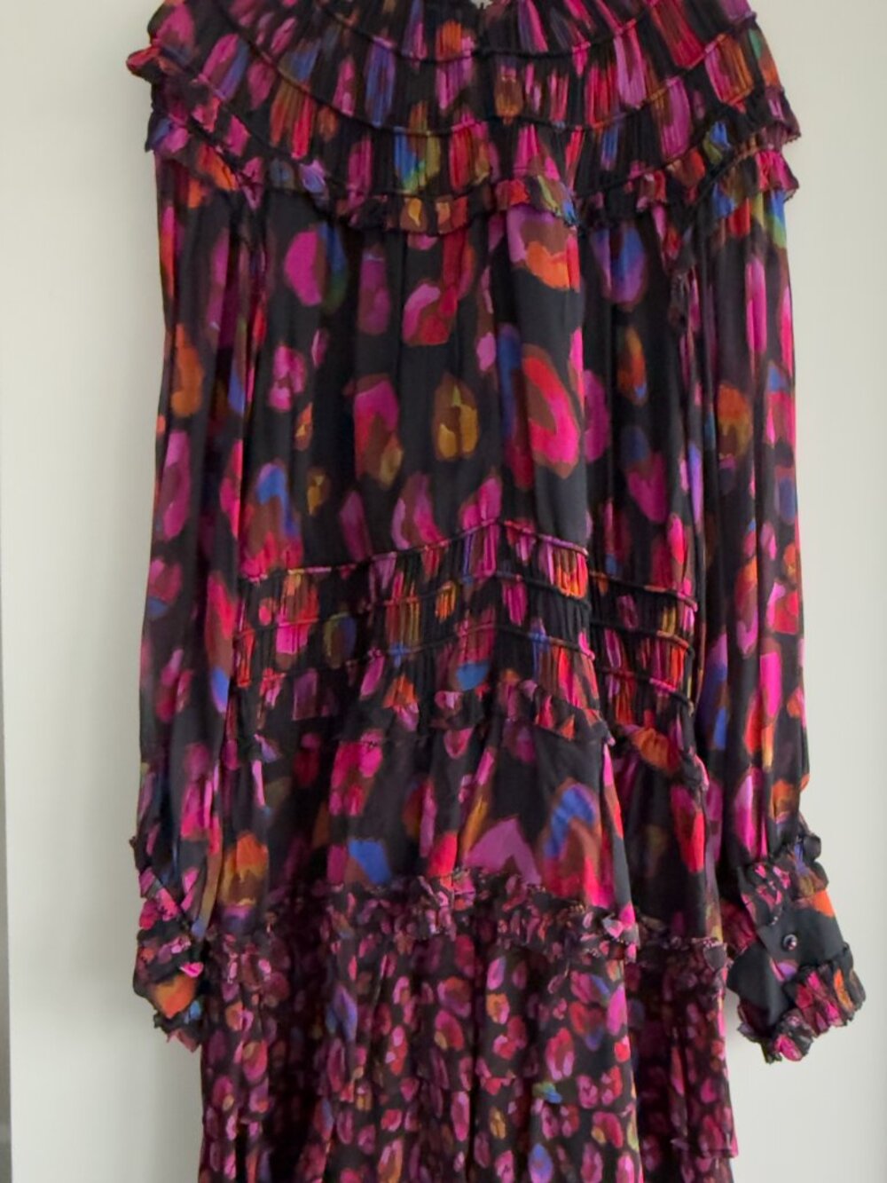 FARM RIO - Leopards Mini Ruffle Dress - Multi - XL - Picture 8 of 9